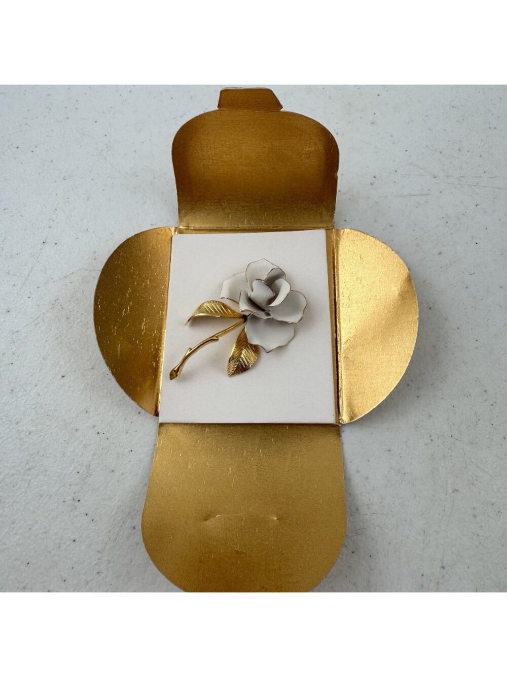 Cerrito Vintage Enamel Rose Flower Goldtone Pin Brooch The Symbol Of Love